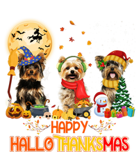 Yorkie Dog Halloween Thanksgiving Happy Hallothanksmas Women's Crop Top Tee