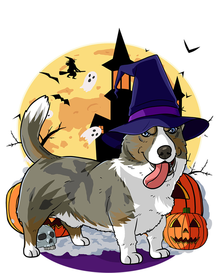 Cardigan Welsh Corgi Cute Dog Halloween Witch Pumpkin Cute Gift Full-Length Apron With Pockets