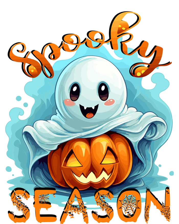 Groovy Spooky Season Cute Ghost Holding Pumpkin Halloween Ladies Essential Flowy Tank