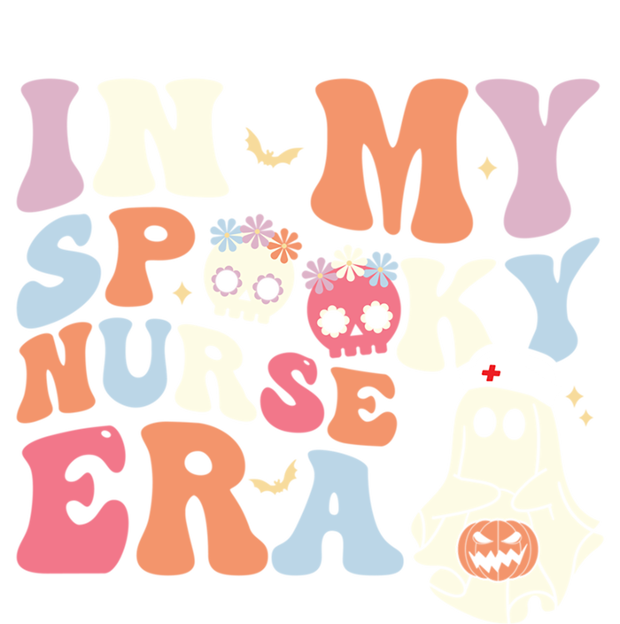 In My Spooky Nurse Era Funny Halloween Nurse Groovy Ghost Gift Striped Beanie with Solid Band