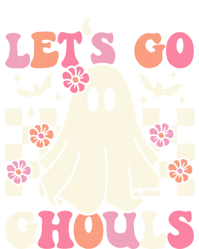 Lets Go Ghouls Halloween Ghost Costume Retro Groovy Womens Cotton Relaxed Long Sleeve T-Shirt