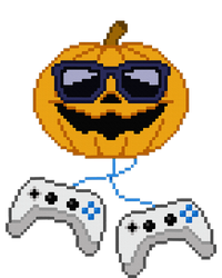 Halloween Jack O Lantern Pixelated Gaming Gamer Ladies Long Sleeve Shirt