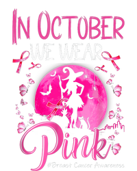 In October We Wear Ribbon Pink Halloween Witch Breast Cancer T-Shirt