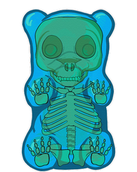 Classic Blue GUMMY BEAR Skeleton Anatomy Halloween T-Shirt