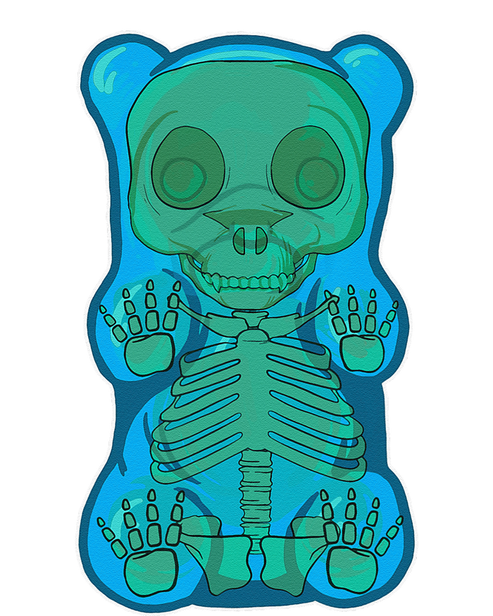 Classic Blue GUMMY BEAR Skeleton Anatomy Halloween T-Shirt