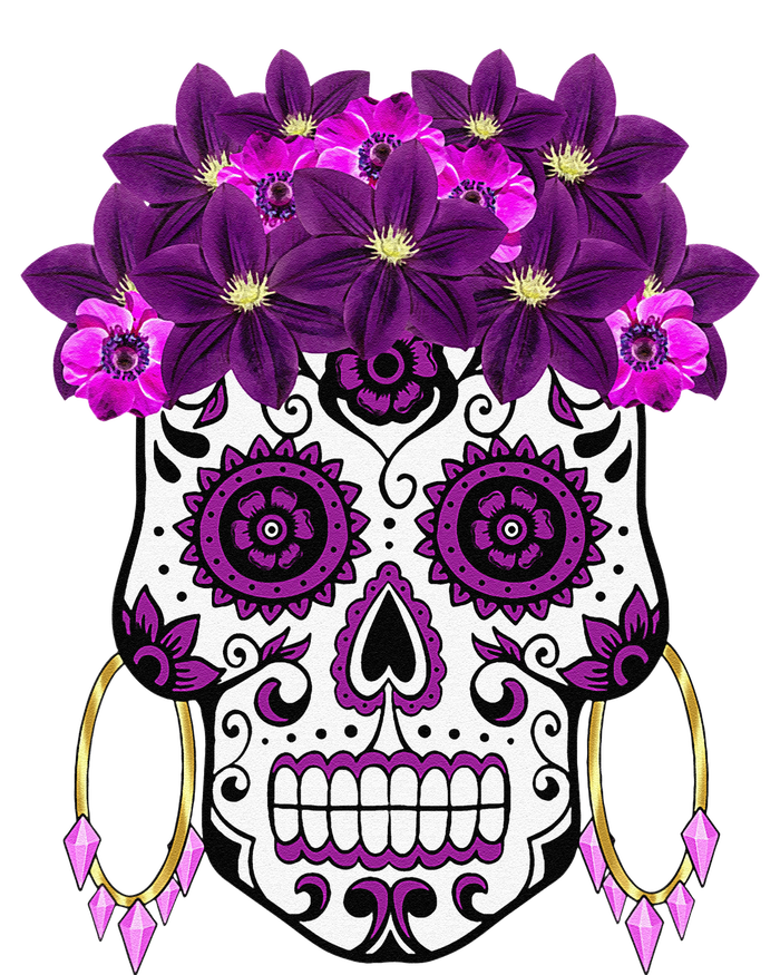 Dia De Los Muertos Purple Floral Sugar Skull Coaster