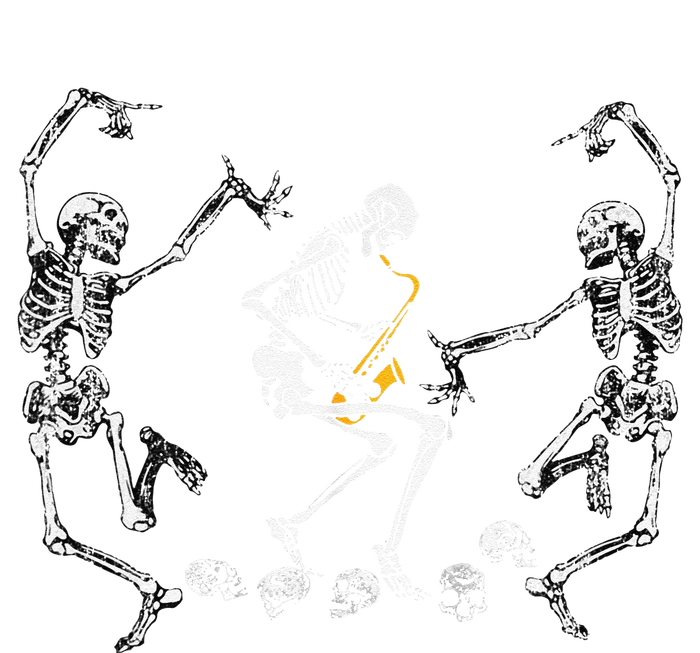 Funny Dancing Skeleton Playing Saxophone Halloween Full-Length Apron With Pockets