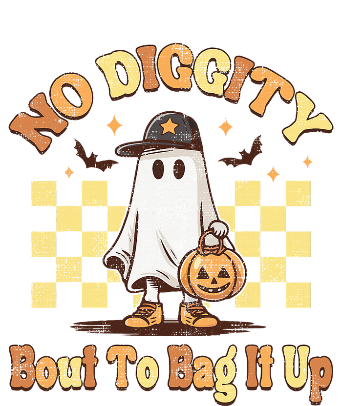 No Diggity Bout To Bag It Up Cool Ghost Halloween Striped Beanie with Solid Band