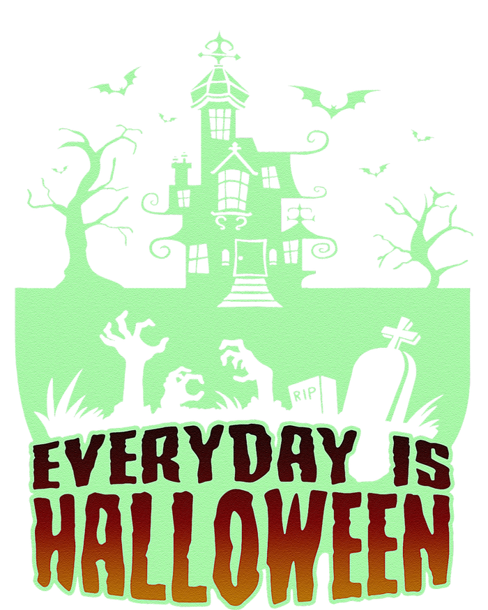 EVERYDAY IS HALLOWEEN Creepy Scary Castle House & Bats Women's Tri-Blend 3/4-Sleeve Raglan Shirt