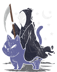 Grim Reaper Riding A Cat Funny Halloween Horror Cat Lover T-Shirt