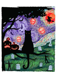 Black Cat Scary Night Cat Van Gogh Halloween Costume Gift T-Shirt