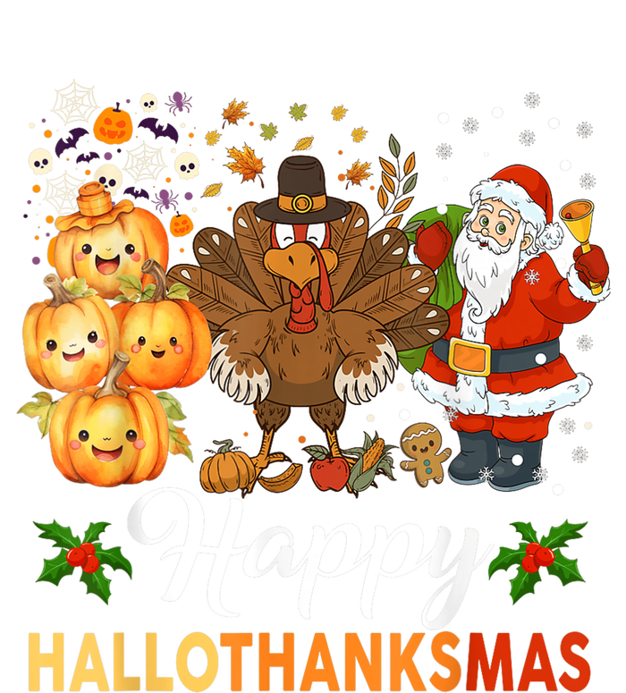 Happy Hallothanksmas Halloween Thanksgiving Christmas Funny Premium T-Shirt