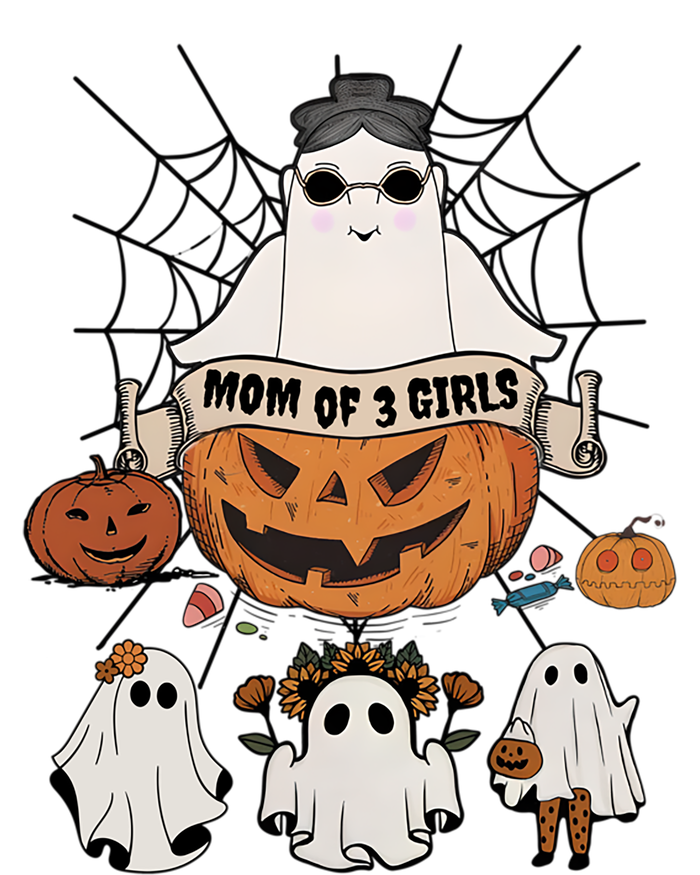 Fun Mom Of 3 Mommy Pumpkin Mother Halloween Boo Ghost Gift Kids T-Shirt