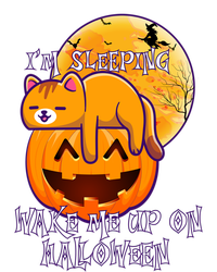 Funny Sleeping Cat On Pumpkin Wake Me Up On Halloween Funny Gift T-Shirt