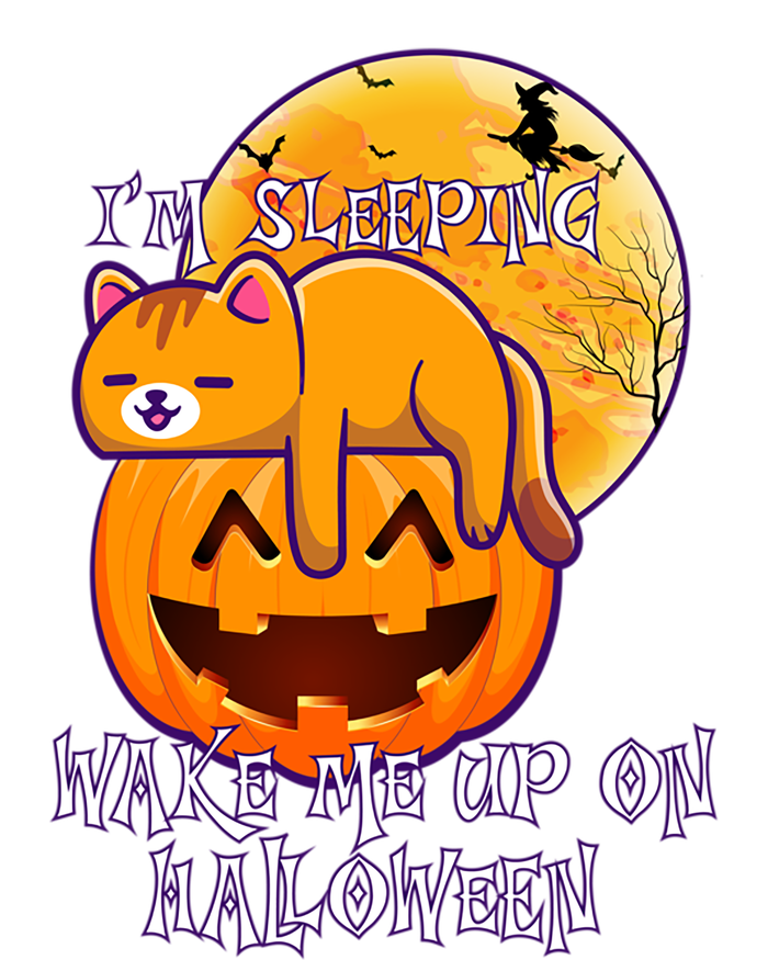 Funny Sleeping Cat On Pumpkin Wake Me Up On Halloween Funny Gift T-Shirt