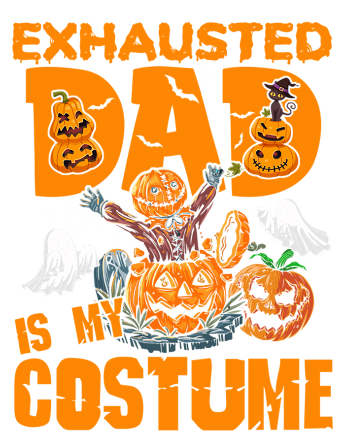 Exhausted Dad Is My Costume Halloween Tired Dad Pumpkin Gift Kids Long Sleeve Shirt