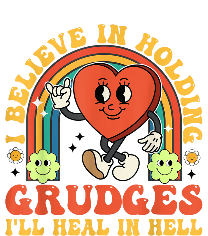 I Believe In Holding Grudges Ill Heal In Hell Rainbow Heart Gift Pom Pom 12in Knit Beanie