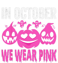 In October We Wear Pink Breast Cancer Pumpkin Halloween T-Shirt