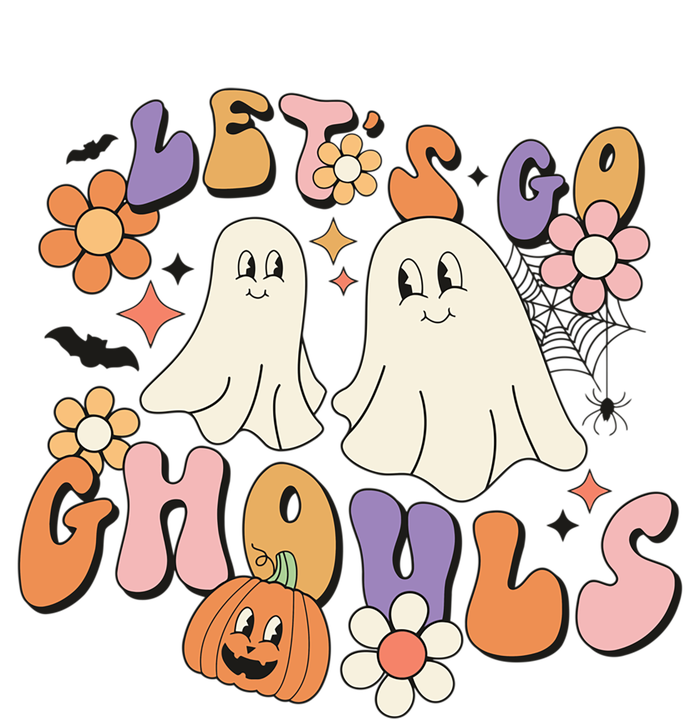 Lets Go Ghouls Retro Groovy Halloween Ghost Pumpkin Season Gift Sustainable Knit Beanie