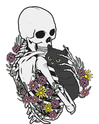 Skeleton Hugging Cat Flowers Skeleton Black Cat Hoodie