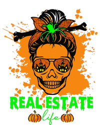 Real Estate Life Halloween Scary Realtor Messy Bun Skull Short Acrylic Beanie