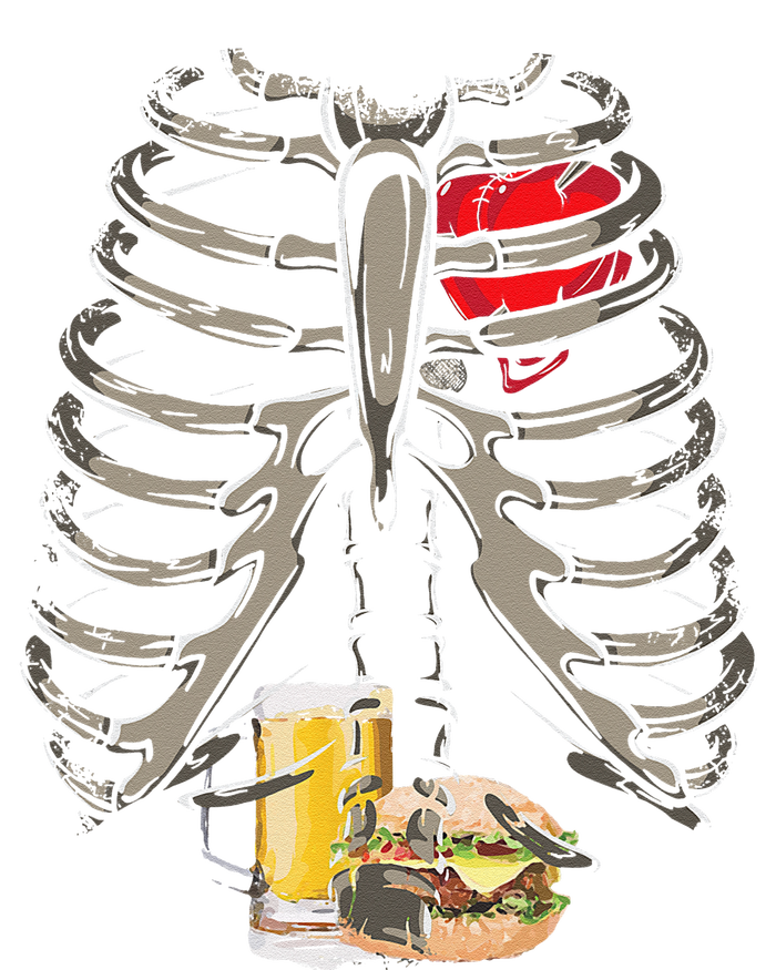 Skeleton Rib Cage Beer Burger Xray Funny Halloween Gift T-Shirt