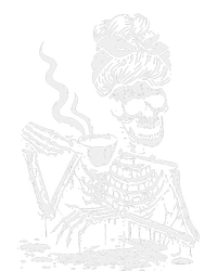 Skeleton Coffee Messy Bun Front Design Funny T-Shirt