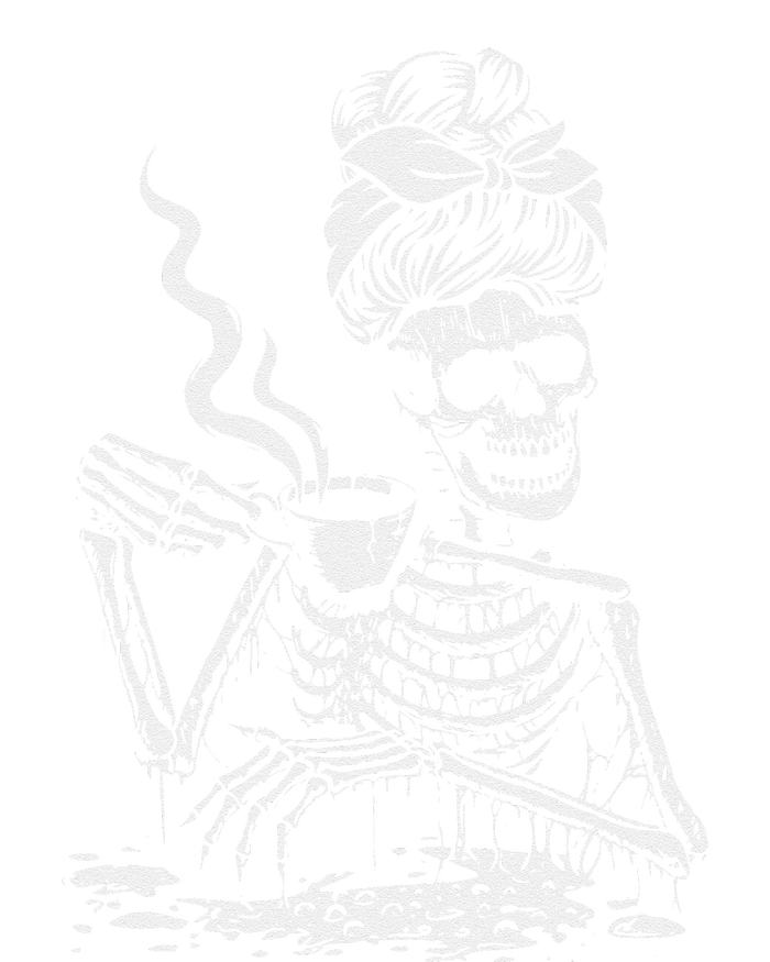 Skeleton Coffee Messy Bun Front Design Funny T-Shirt