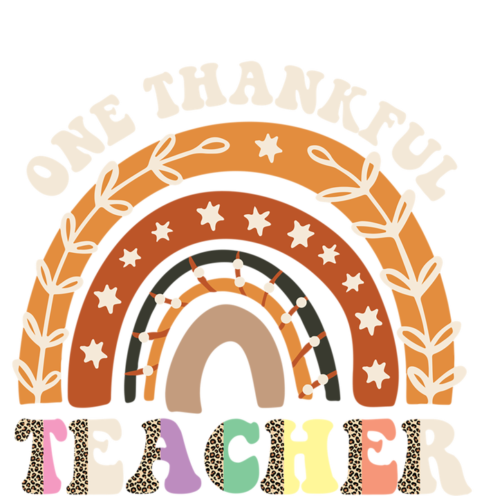 One Thankful Teacher Leopard Rainbow Pumpkin Thanksgiving Gift T-Shirt