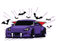 Spooky Halloween JDM 350z Z33 Vampire Drift Car Illustrated Women's V-Neck T-Shirt