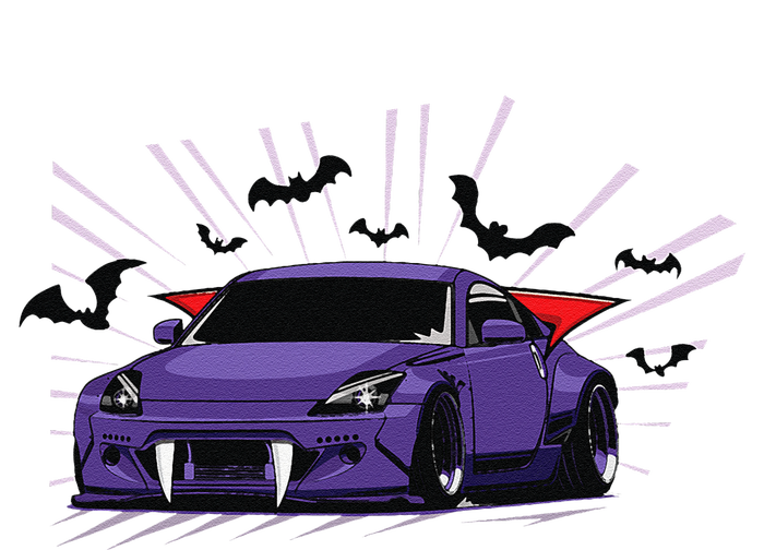 Spooky Halloween JDM 350z Z33 Vampire Drift Car Illustrated Women's V-Neck T-Shirt