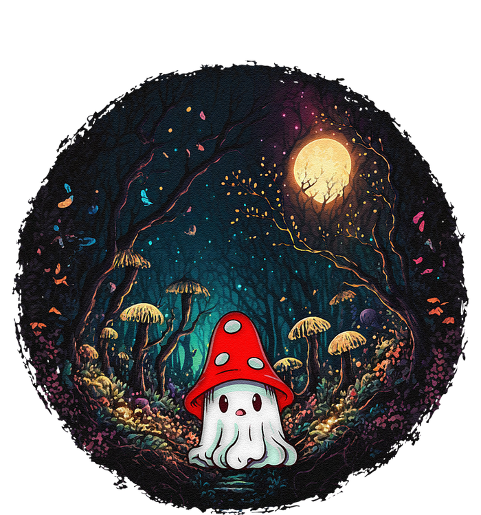 Vintage Cute Ghost Mushroom Forest Halloween Gothic Painting T-Shirt