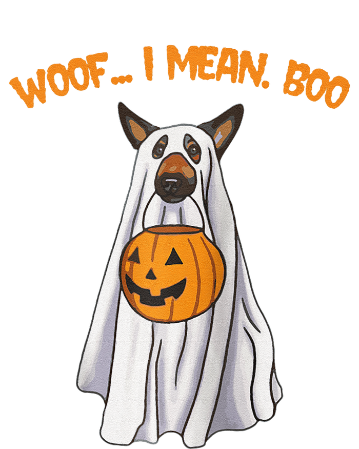 Woof I Mean Boo German Shepherd Dog Ghost Funny Halloween Raglan Baseball T-Shirt