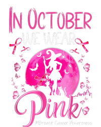 In October We Wear Ribbon Pink Halloween Witch Breast Cancer T-Shirt