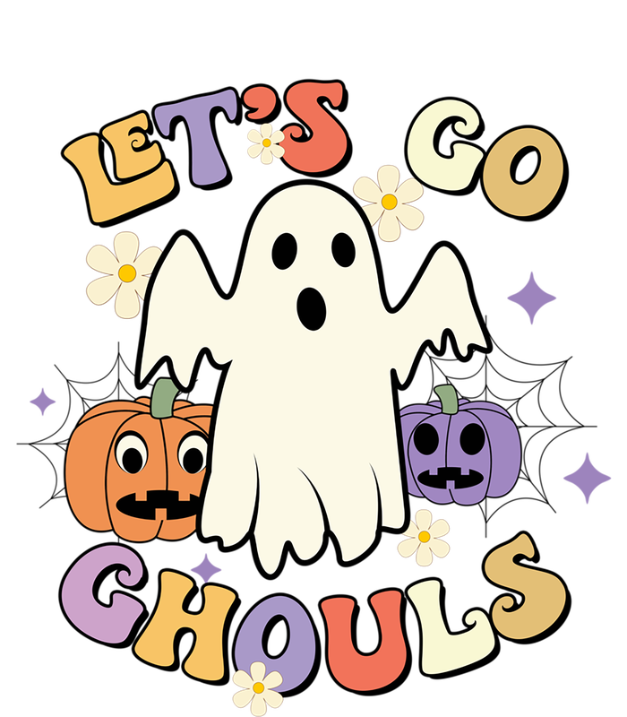 Lets Go Ghouls Halloween Groovy Style Ghost Pumpkin Gift Sustainable Knit Beanie