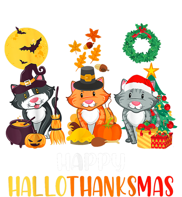 Cat Halloween Christmas Happy Hallothanksmas Thanksgiving Women's V-Neck T-Shirt