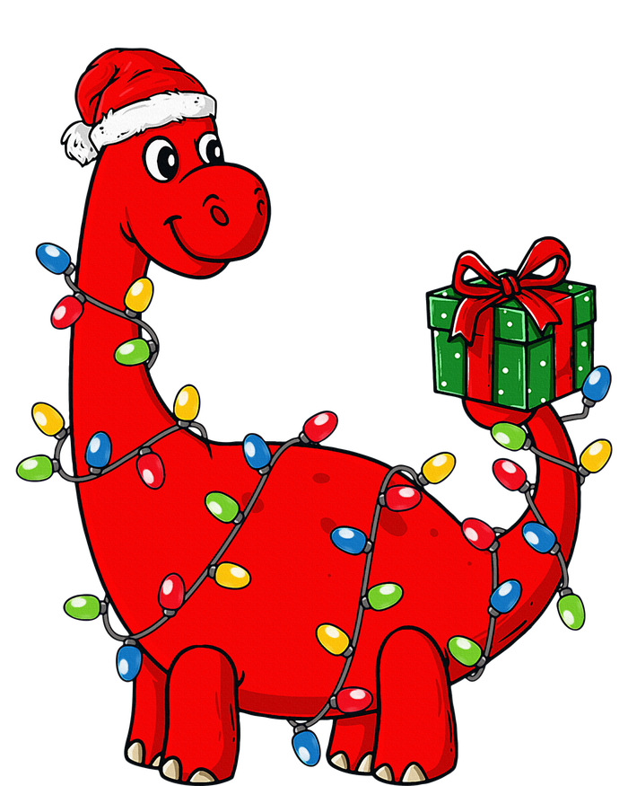 Christmas Dinosaur With Lights Funny Xmas T-Shirt