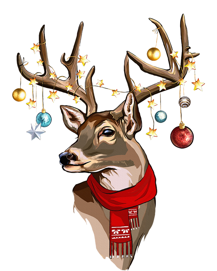 Buck Deer Antlers Christmas Lights Scarf Xmas Party Women's Knotted Racerback Tank