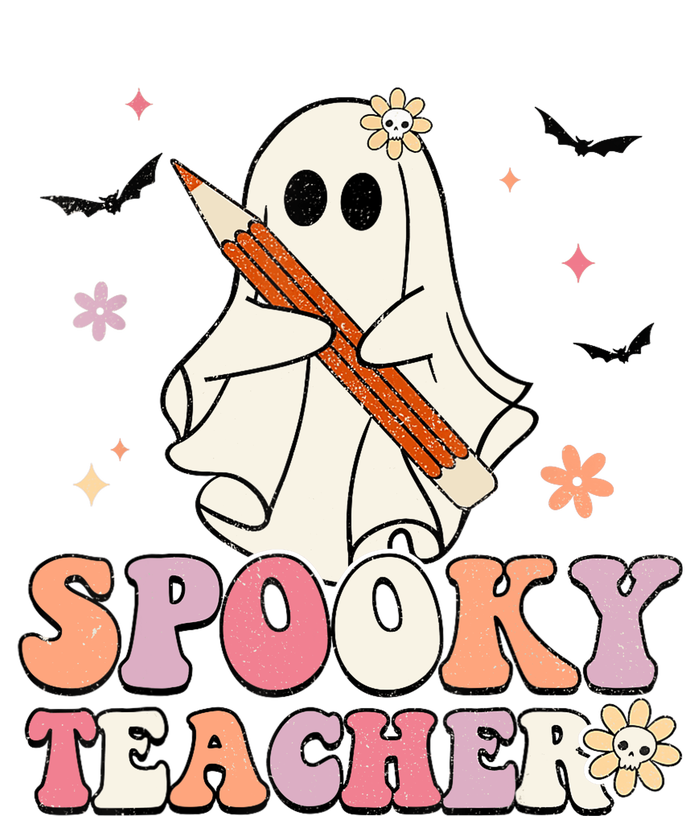 Spooky Teacher Ghost Halloween Groovy Retro Trick Or Treat Women's Pullover Hoodie