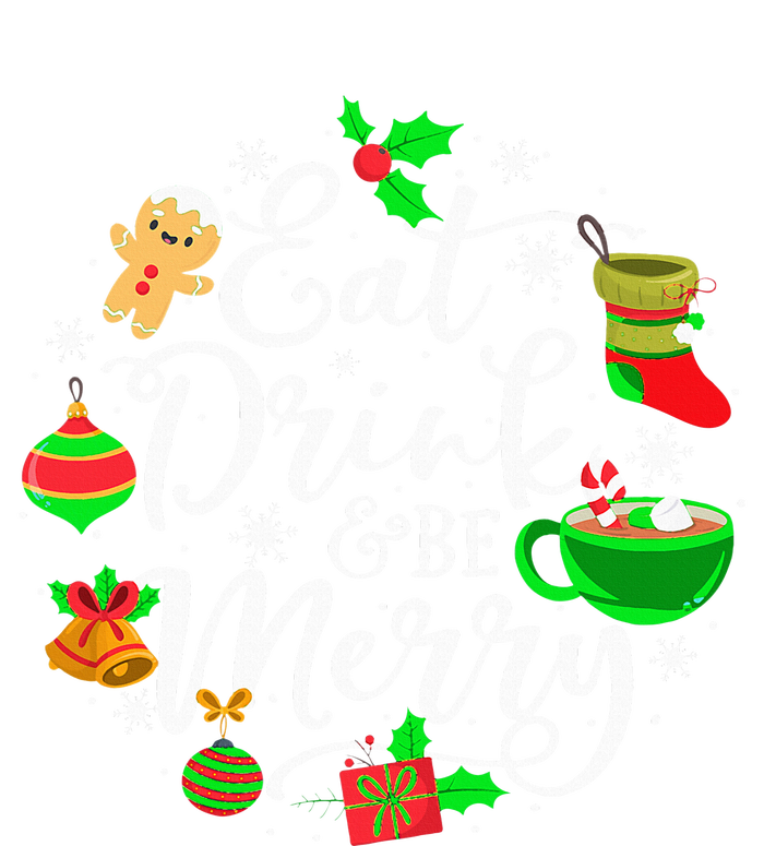 Eat Drink and Be Merry Cute Christmas Lights Xmas Performance Long Sleeve Polo