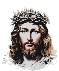 Face Of Jesus Christ Crown Of Thorns Catholic Faith Ladies Long Sleeve Shirt