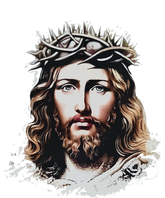 Face Of Jesus Christ Crown Of Thorns Catholic Faith Ladies Long Sleeve Shirt