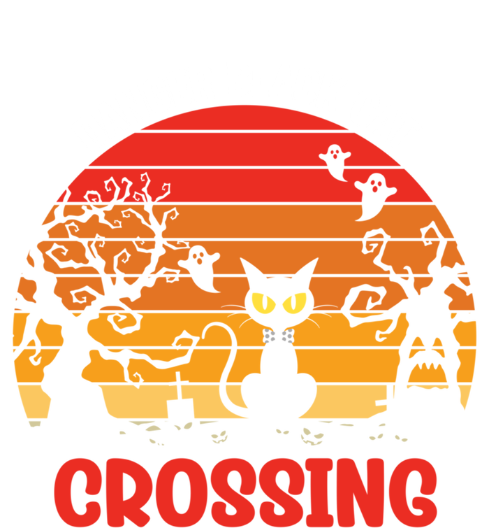 Retro Black Cat Danger Cat Crossing Funny Halloween Gift Sustainable Knit Beanie