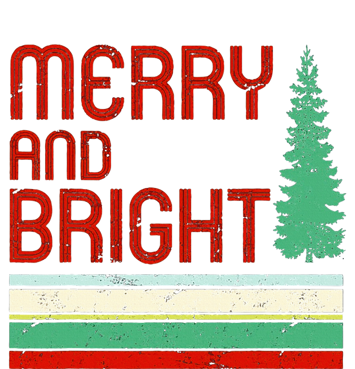 Merry And Bright Christmas Tree Xmas Holiday Retro Vintage Tall T-Shirt