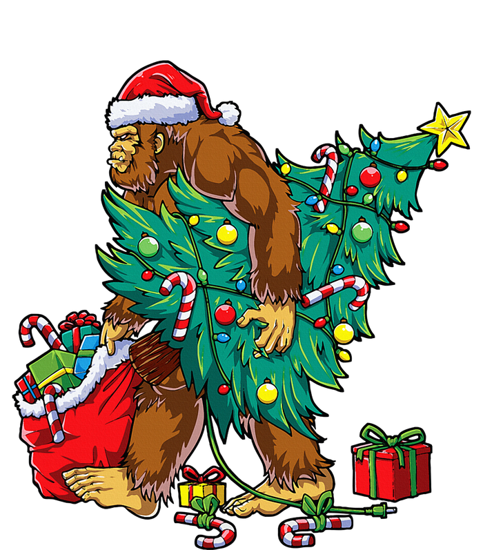 Bigfoot Christmas Tree Lights Xmas Sasquatch Lovers Cooling Performance Crew T-Shirt