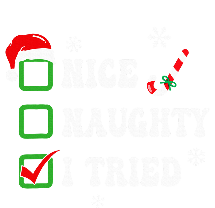 Funny Christmas Pajama Lights Nice Naughty I Tried Holiday T-Shirt