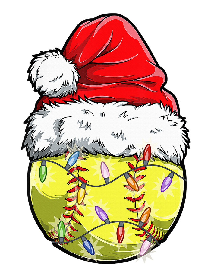 Softball Christmas Santa Hat Funny Softball Xmas Holiday Magnet