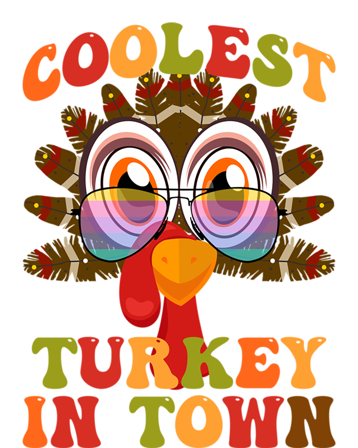 Funny Coolest Turkey In Town Thanksgiving Colorful Glasses Gift Women's Flannel Pajama Set