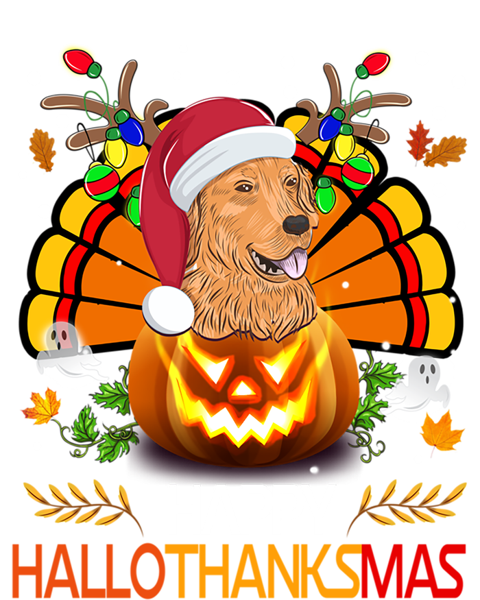 Cute Dog Lover Xmas Lights Turkey Santa Hat Hallothanksmas Gift Ladies Essential Tank