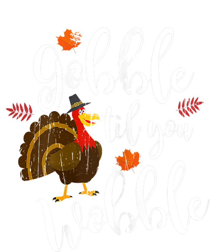 Gobble Till You Wobble Dabbing Turkey Family Thanksgiving Meaningful Gift Full-Length Apron With Pockets